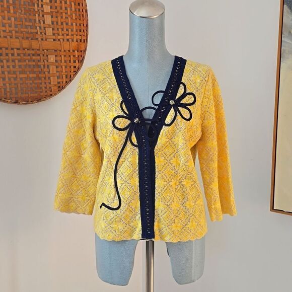 Fielel Flower | Midnight Daisy Lace Cardigan - Picture 1 of 9